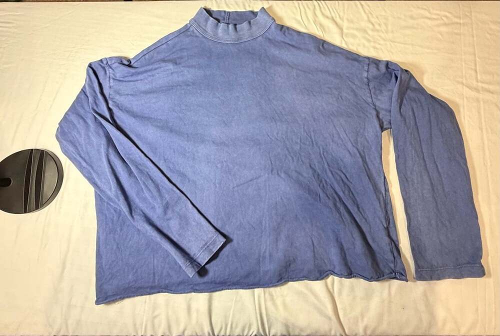 Aerie Women's Long Sleeve Mock Neck Blue Pullover Top